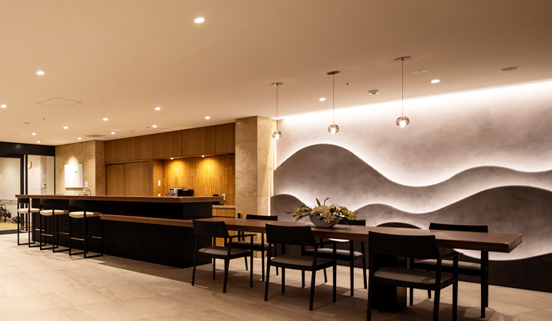 ゆったりとした共有スペース　カフェコーナー